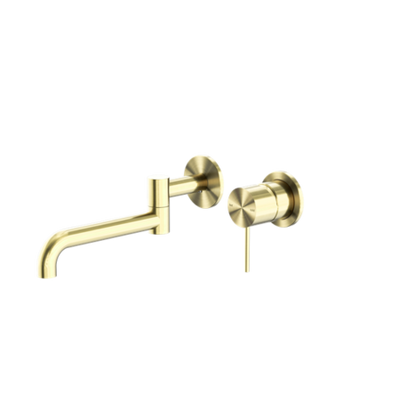Nero Mecca Wall Basin/Bath Mixer Swivel Spout Set 225mm Brushed Gold