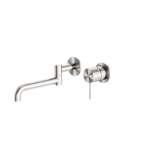 Nero Mecca Wall Basin/Bath Mixer Swivel Spout Set 225mm Brushed Nickel