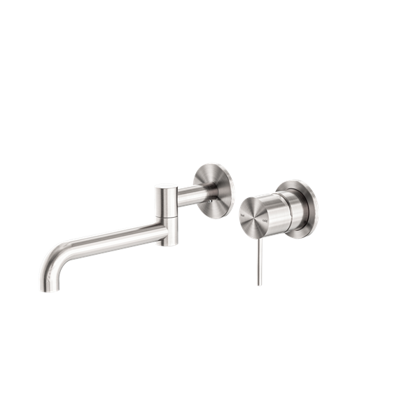 Nero Mecca Wall Basin/Bath Mixer Swivel Spout Set 225mm Brushed Nickel