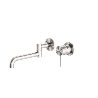 Nero Mecca Wall Basin/Bath Mixer Swivel Spout Set 225mm Brushed Nickel