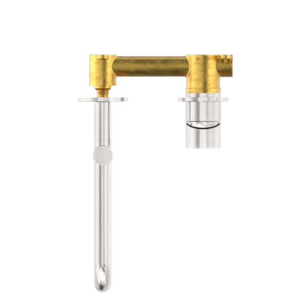 Nero Mecca Wall Basin/Bath Mixer Swivel Spout Set 225mm Brushed Nickel