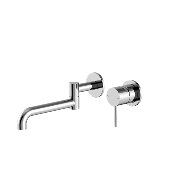 Nero Mecca Wall Basin/Bath Mixer Swivel Spout Set 225mm Chrome
