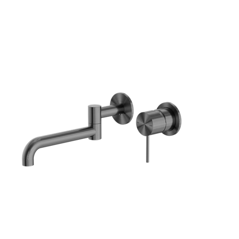 Nero Mecca Wall Basin/Bath Mixer Swivel Spout Set 225mm Gun Metal