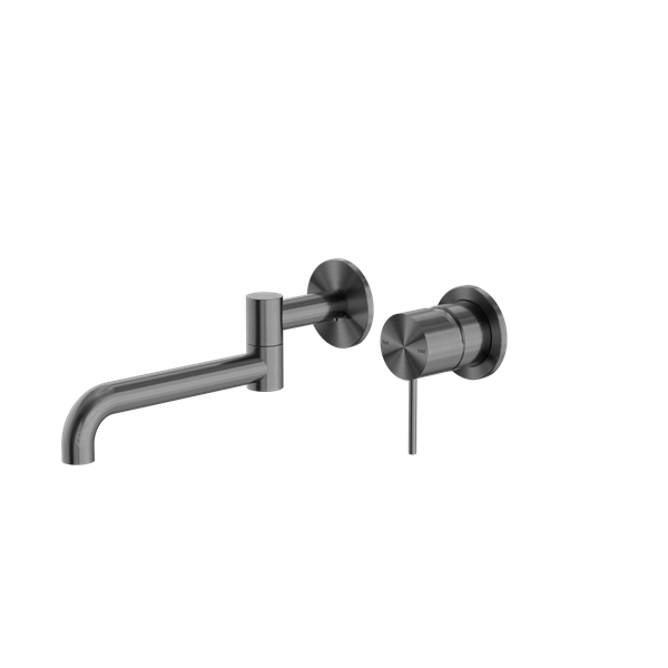 Nero Mecca Wall Basin/Bath Mixer Swivel Spout Set 225mm Gun Metal