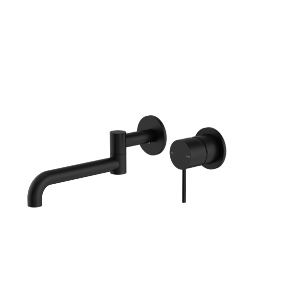 Nero Mecca Wall Basin/Bath Mixer Swivel Spout Set 225mm Matte Black