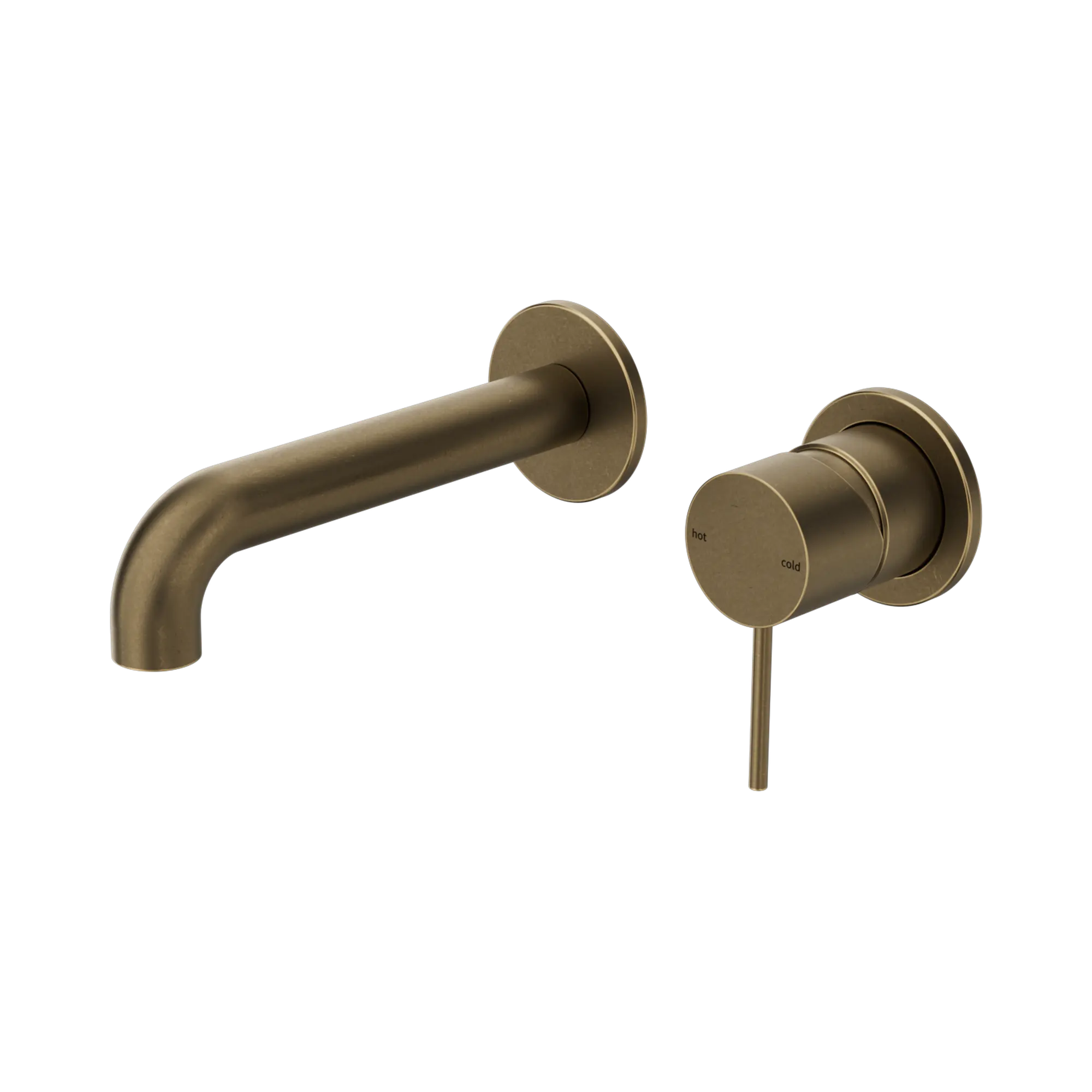 Nero Mecca Wall Basin/Bath Mixer Separate Back Plate 160mm Tumbled Antique Brass