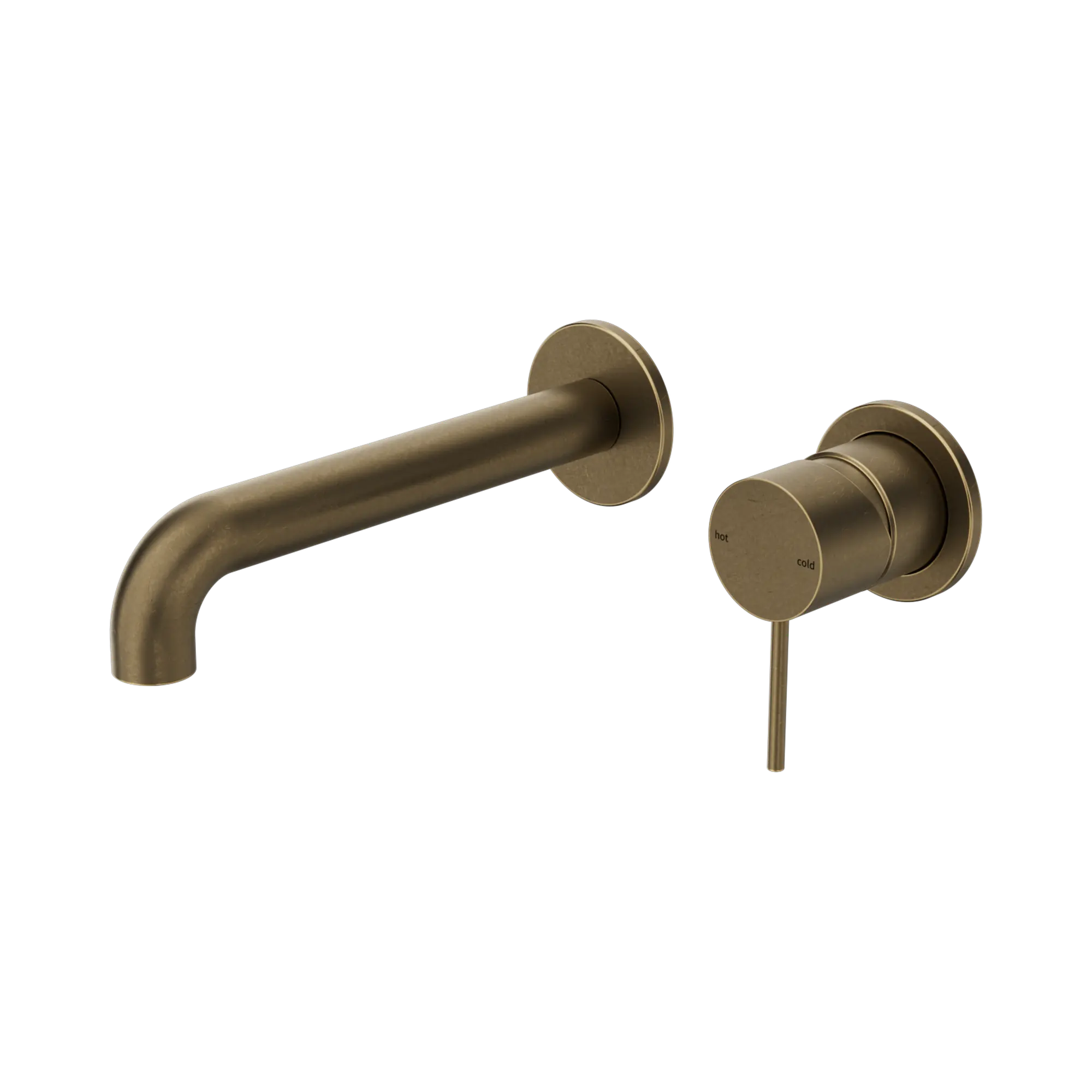 Nero Mecca Wall Basin/Bath Mixer Separate Back Plate 185mm Tumbled Antique Brass