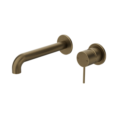 Nero Mecca Wall Basin/Bath Mixer Separate Back Plate 185mm Tumbled Antique Brass