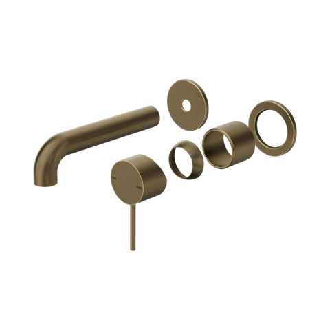 Nero Mecca Wall Basin/Bath Mixer Separate Back Plate 185mm Trim Kit Only Tumbled Antique Brass