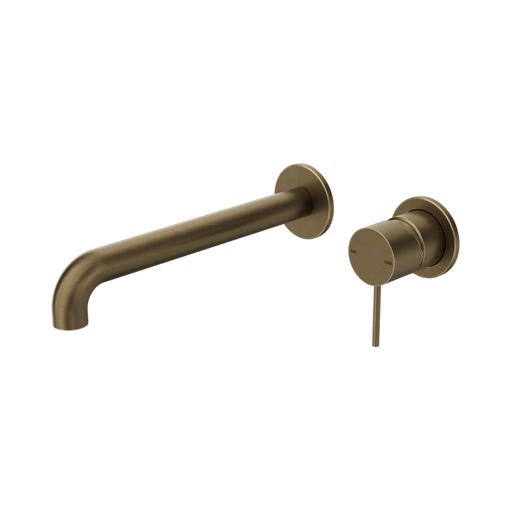 Nero Mecca Wall Basin/Bath Mixer Separate Back Plate 230mm Tumbled Antique Brass