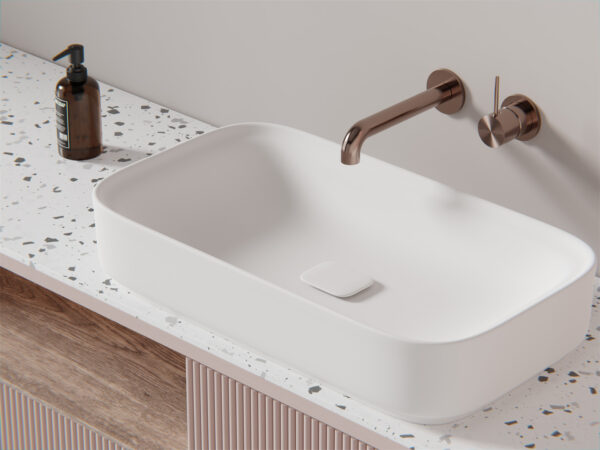 Nero Mecca Wall Basin/Bath Mixer Handle Up Brushed Bronze