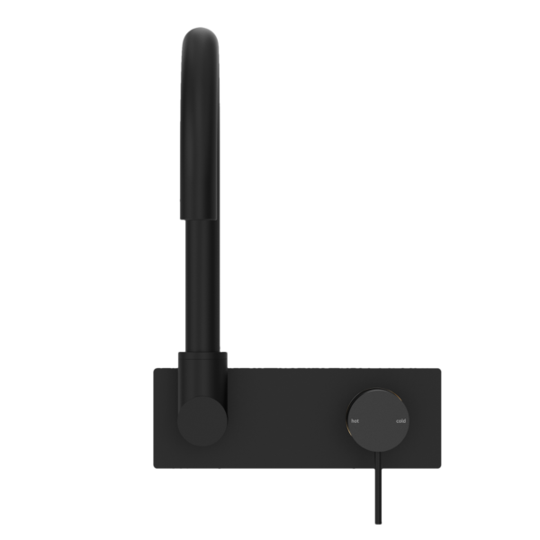 Nero Mecca Wall Basin/Bath Mixer Swivel Spout Handle Down Matte Black