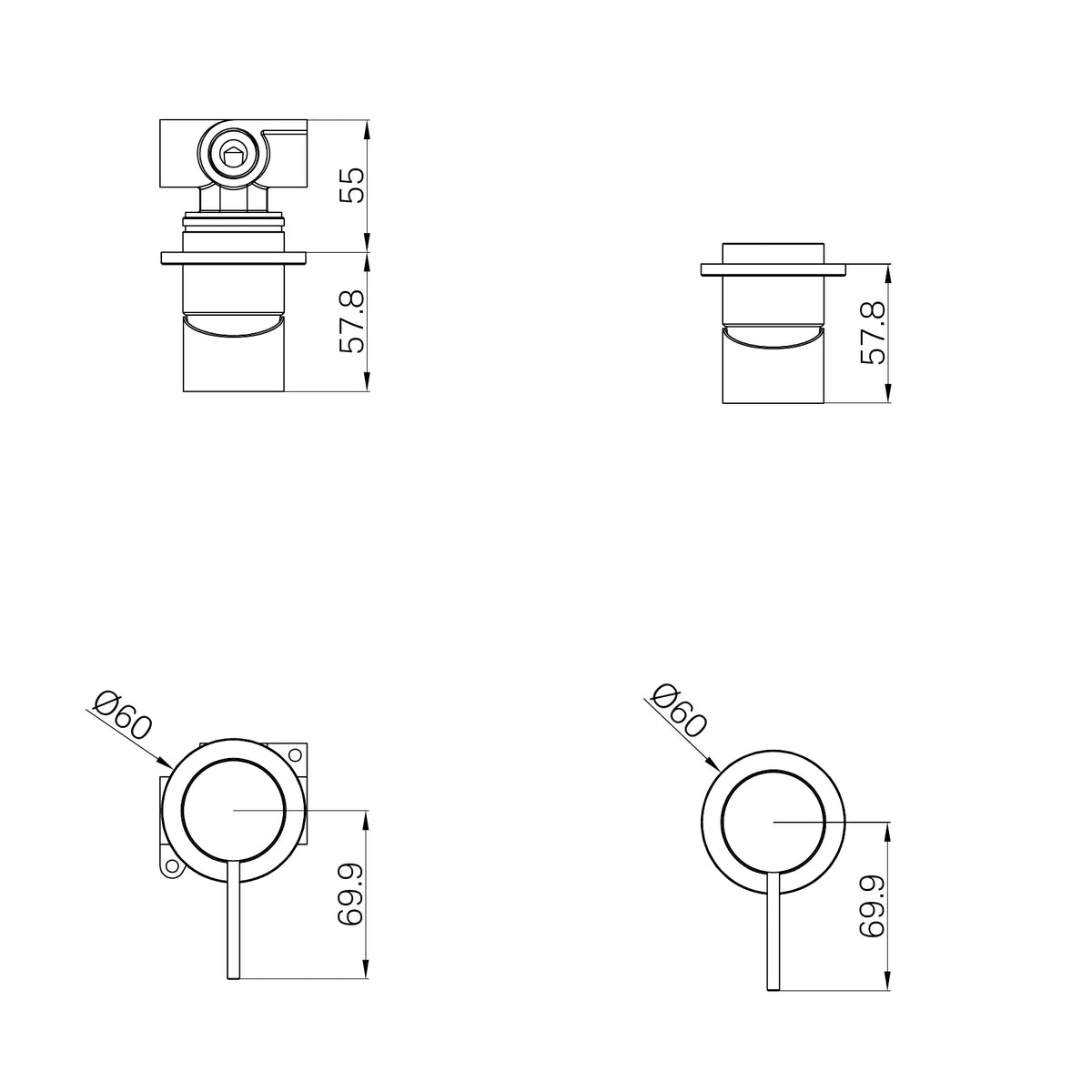 Mecca Shower Mixer 60mm Plate Trim Kit Only Matte White