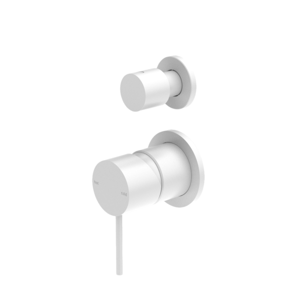 Nero Mecca Shower Mixer With Diverter Sperate Back Plate Matte White