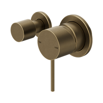 Nero Mecca Shower Mixer With Horizontal 2 Way Diverter Tumbled Antique Brass