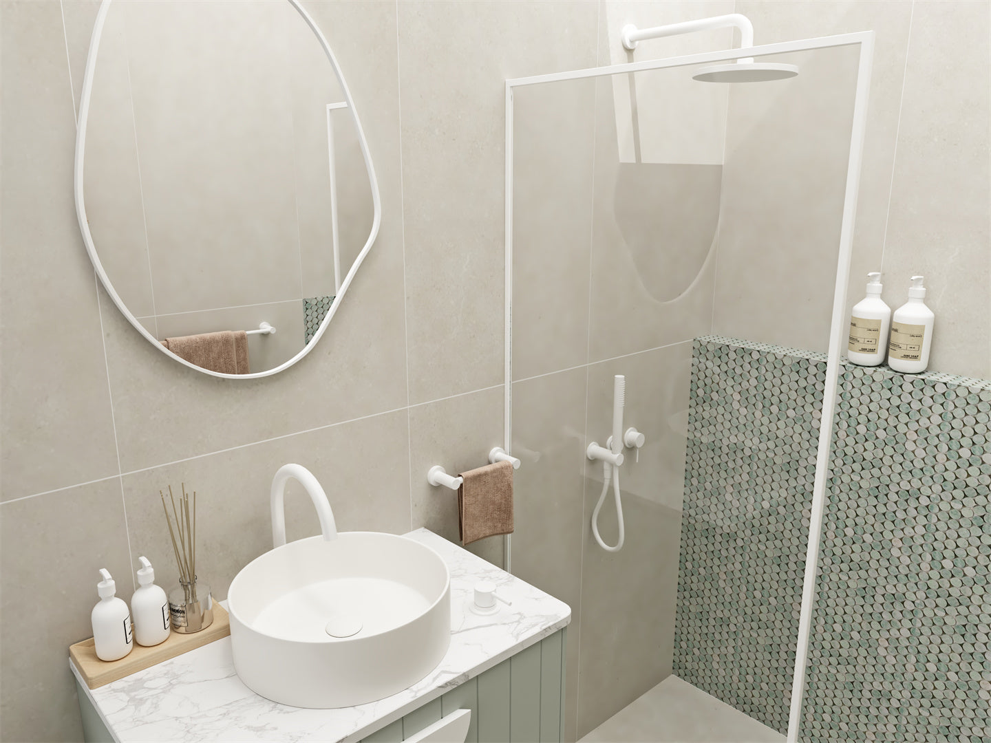 Nero Mecca Shower Mixer With Diverter System Matte White