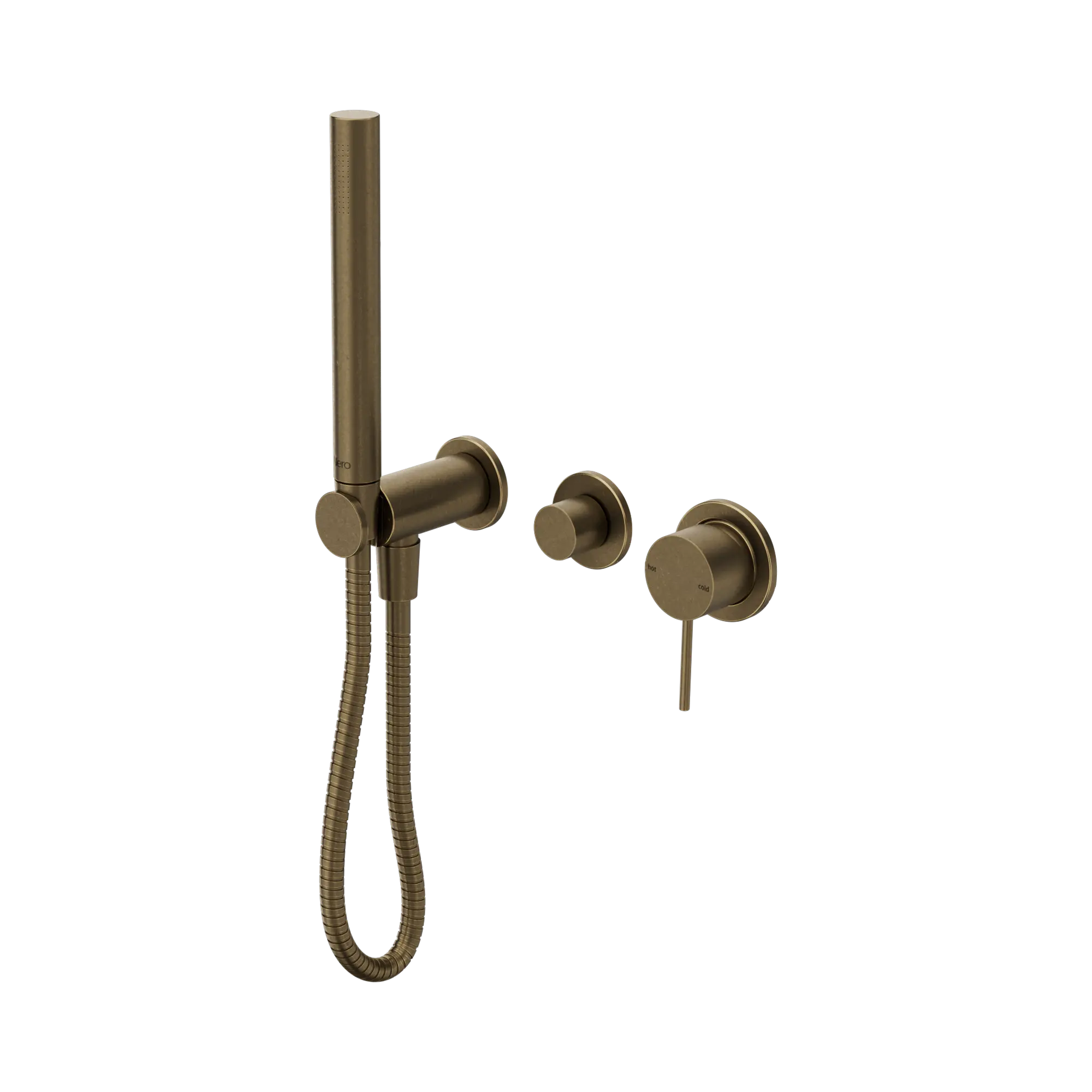 Nero Mecca Shower Mixer Diverter System Separate Back Plate II Tumbled Antique Brass