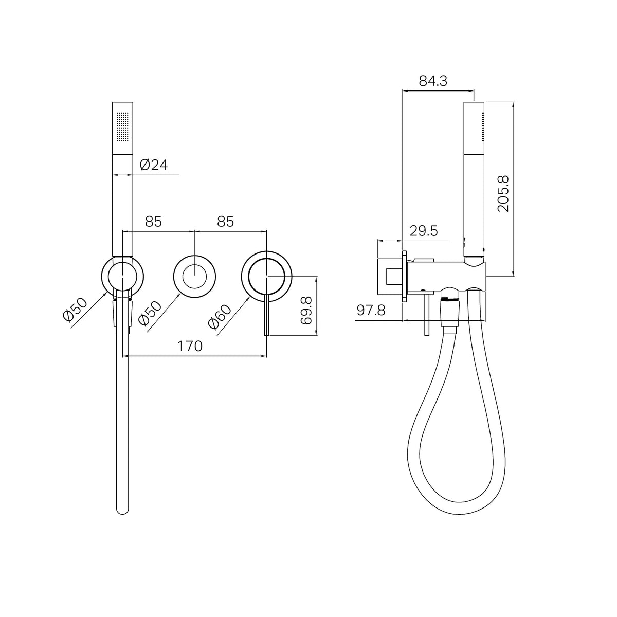 Mecca Shower Mixer Diverter System Separate Back Plate II Trim Kit Only Rome Bronze