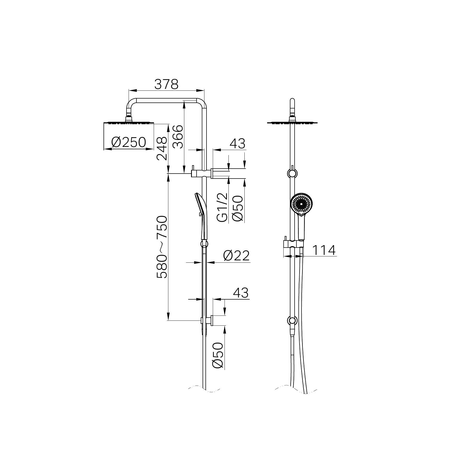 Nero Round Project Twin Shower Matte Black