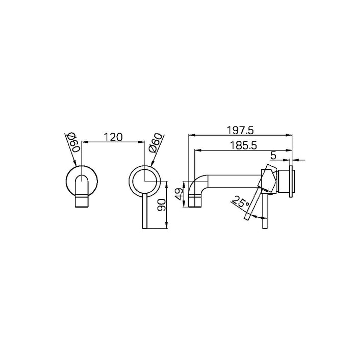 Nero Dolce Wall Basin/Bath Mixer Separate Back Plate Trim Kits Only -