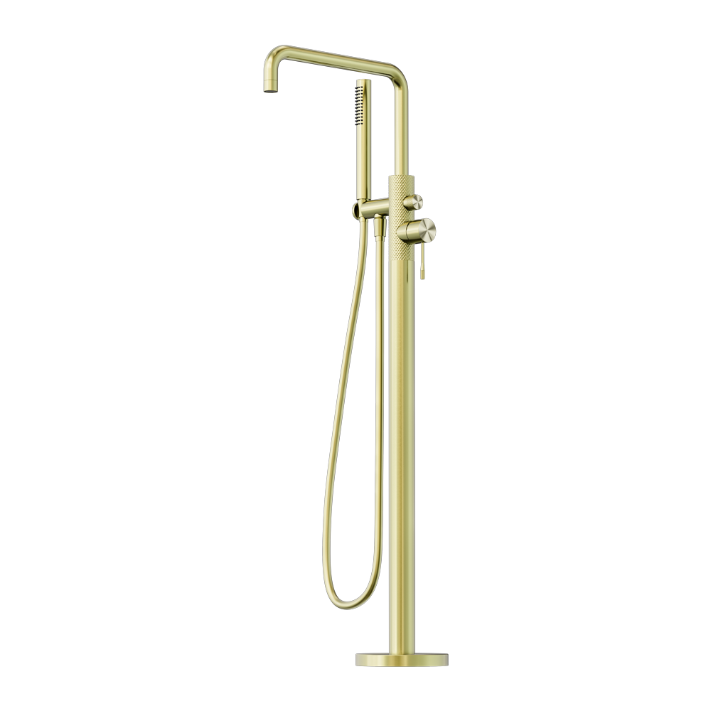 Nero Opal Freestanding Bath Filler With Handshower Brushed Gold