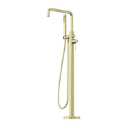 Nero Opal Freestanding Bath Filler With Handshower Brushed Gold