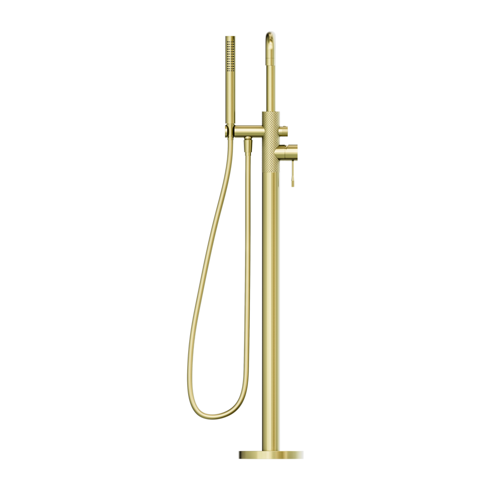 Nero Opal Freestanding Bath Filler With Handshower Brushed Gold