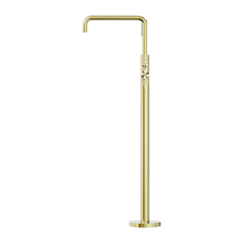 Nero Opal Freestanding Bath Filler With Handshower Brushed Gold