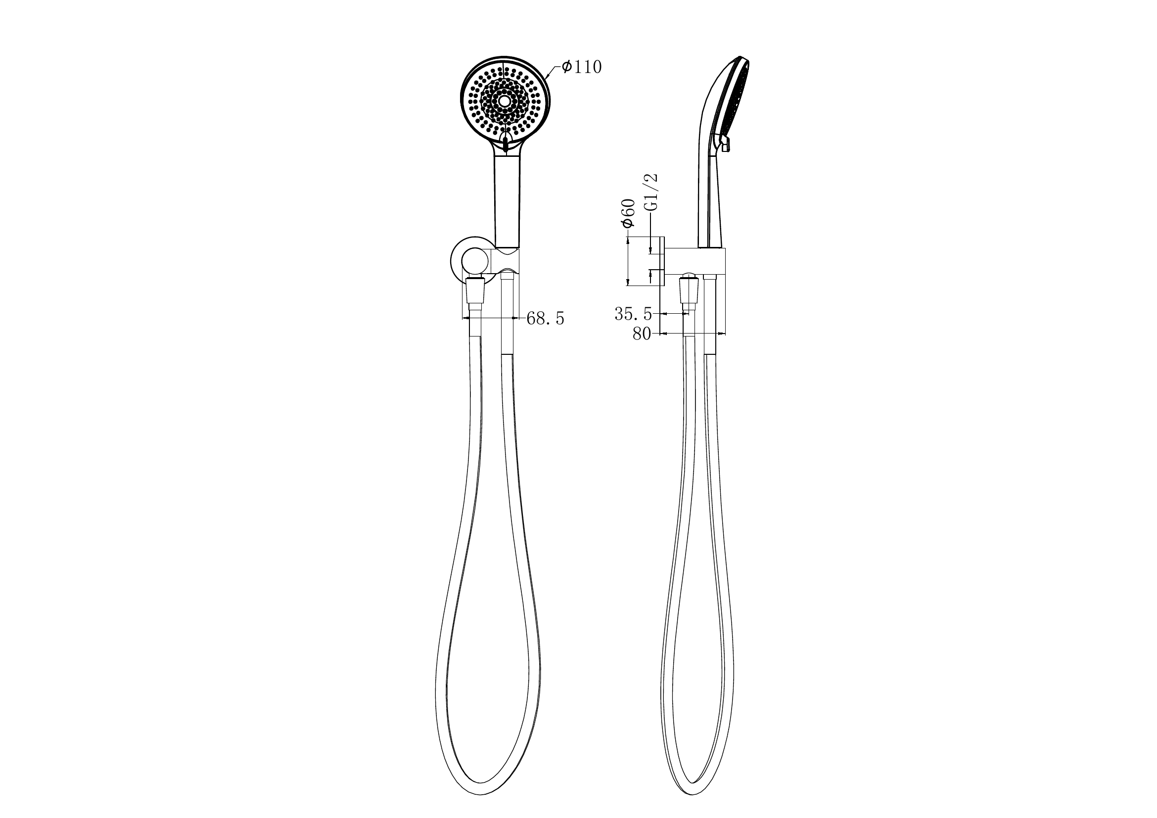 Nero Project Round Shower On Bracket Gun Metal