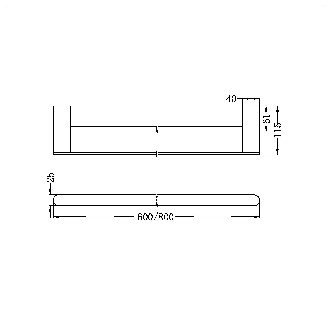 Bianca Double Towel Rail 800mm 