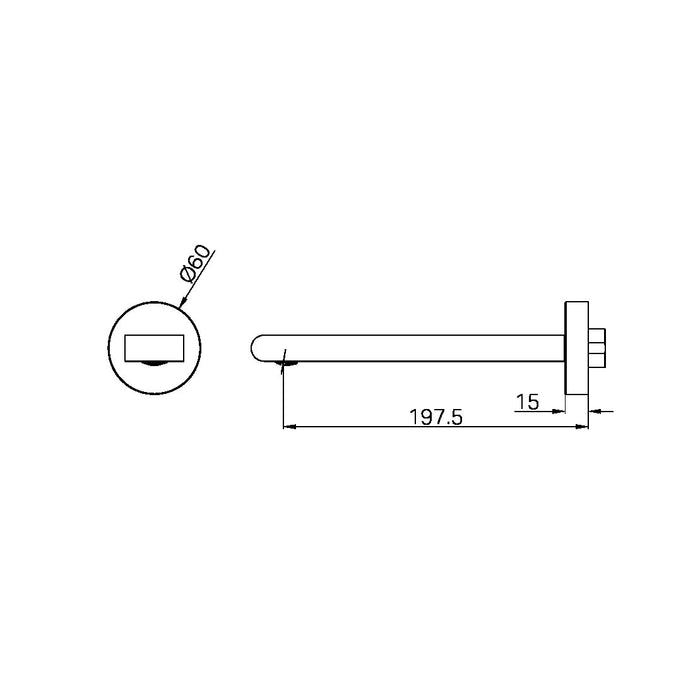 Bianca Fixed Bath Spout Only 200mm - Brushed Gold