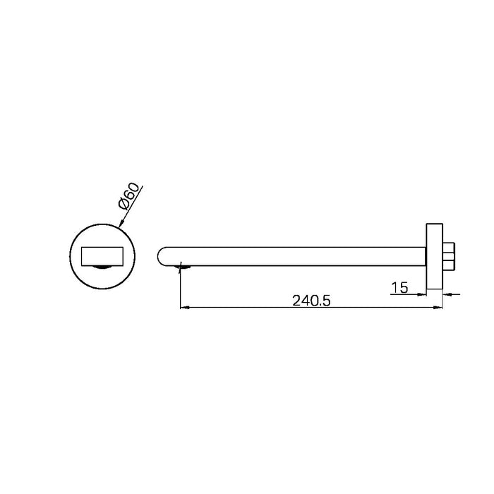 Nero Bianca Fixed Bath Spout Only 240mm - Brushed Bronze