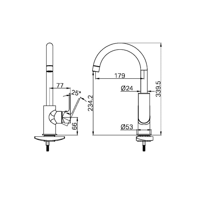 Nero Bianca Kitchen Mixer Gooseneck Spout - Brushed Nickel