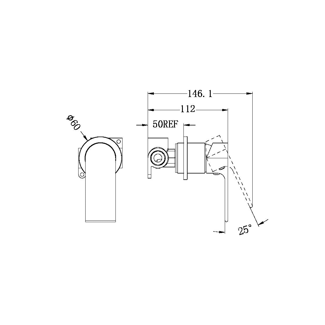 Nero Bianca Shower Mixer 60mm Plate - Brushed Nickel