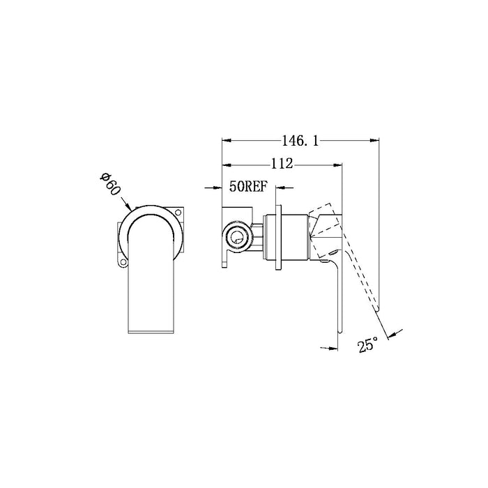 Nero Bianca Shower Mixer 60mm Plate - Brushed Nickel