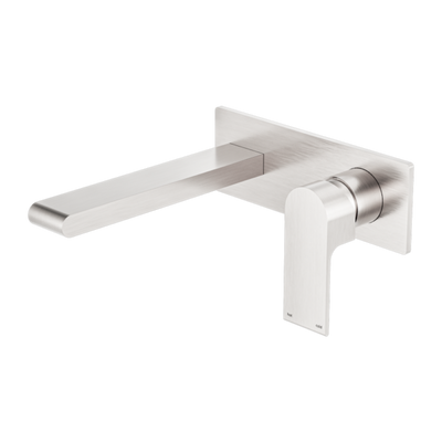 Nero Bianca Wall Basin/Bath Mixer 230mm - Brushed Nickel