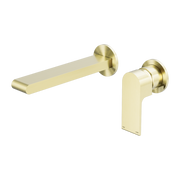 Nero Bianca Wall Basin/Bath Mixer Separate Back Plate 230 mm Brushed Gold
