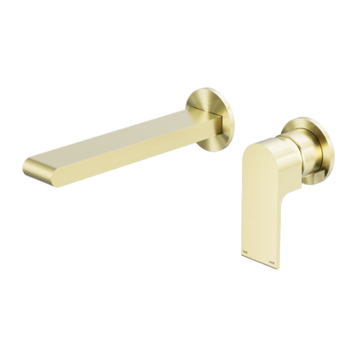 Nero Bianca Wall Basin/Bath Mixer Separate Back Plate 230 mm Brushed Gold