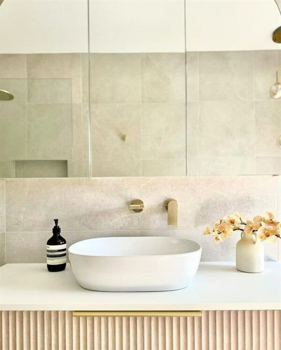 Nero Bianca Wall Basin/Bath Mixer Separate Back Plate 230 mm Brushed Gold