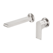 Nero Bianca Wall Basin/Bath Mixer Separate Back Plate 230 mm Brushed Nickel
