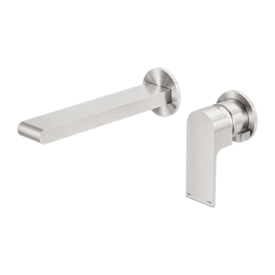 Nero Bianca Wall Basin/Bath Mixer Separate Back Plate 230 mm Brushed Nickel