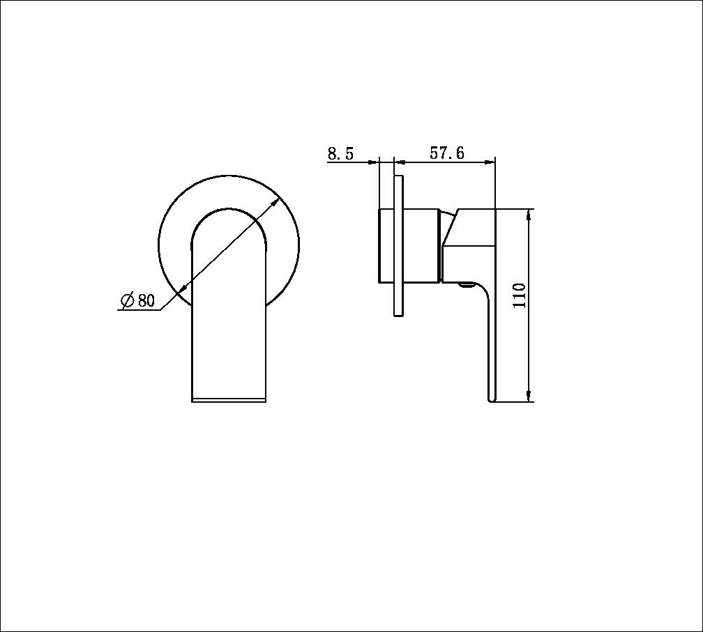Nero Bianca Shower Mixer 80mm Plate Trim Kits Only - Brushed Nickel