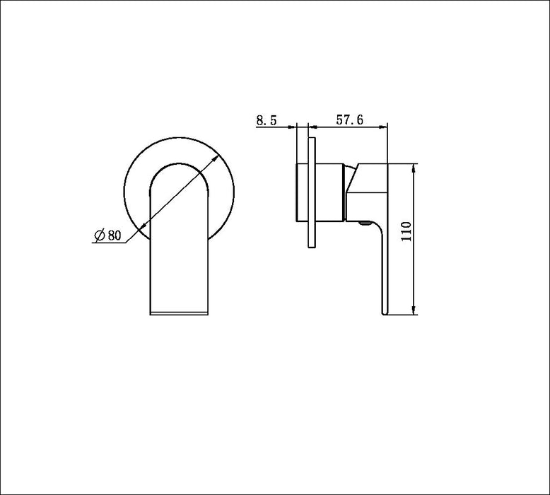 Nero Bianca Shower Mixer 80mm Plate Trim Kits Only - Matte Black
