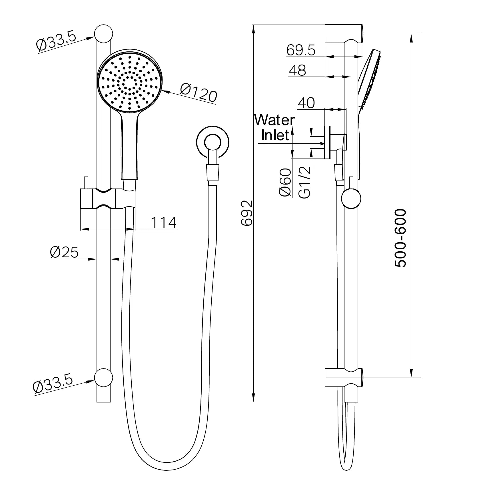 Nero Dolce II Rail Shower Chrome