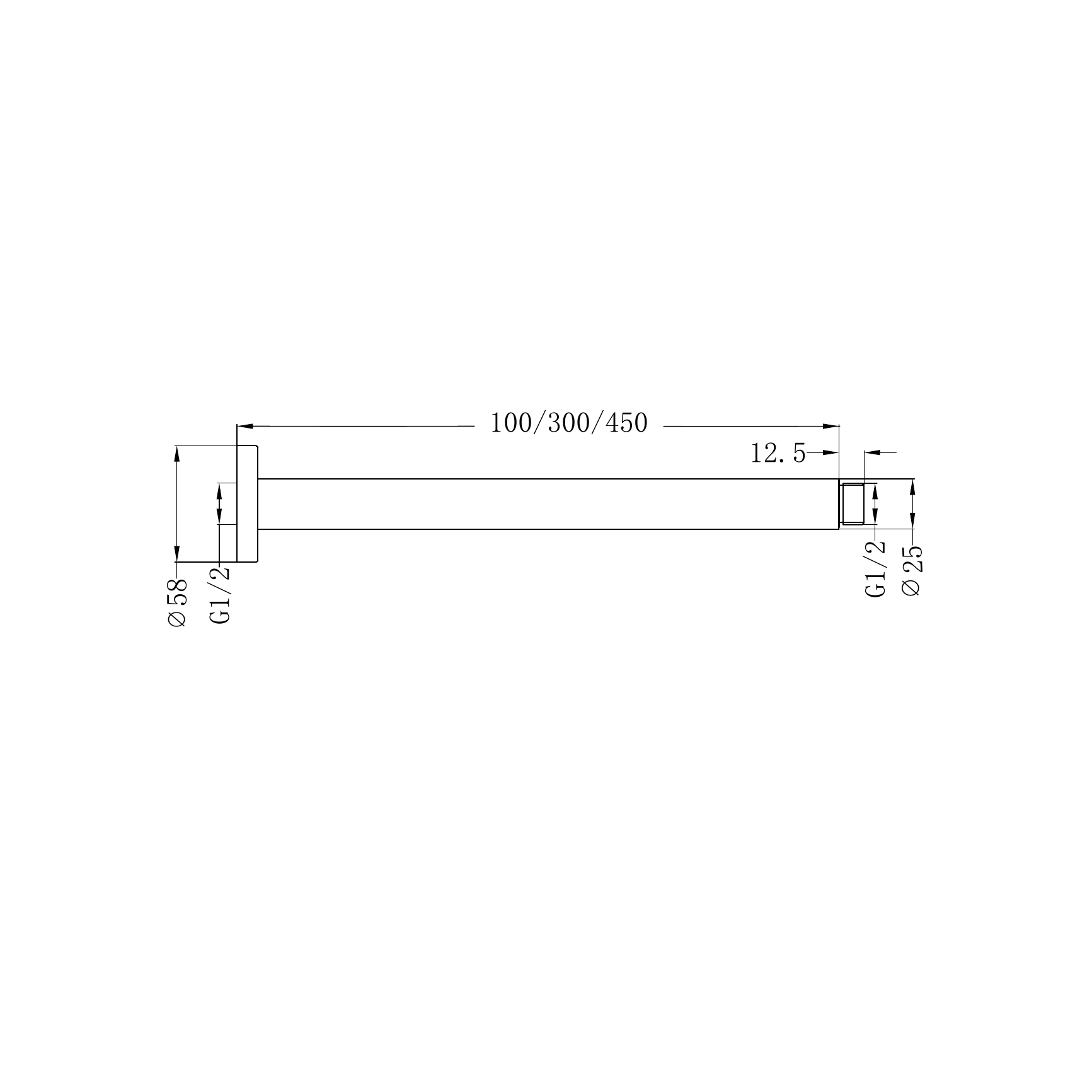 Nero Round Ceiling Arm 300mm Length Brushed Bronze