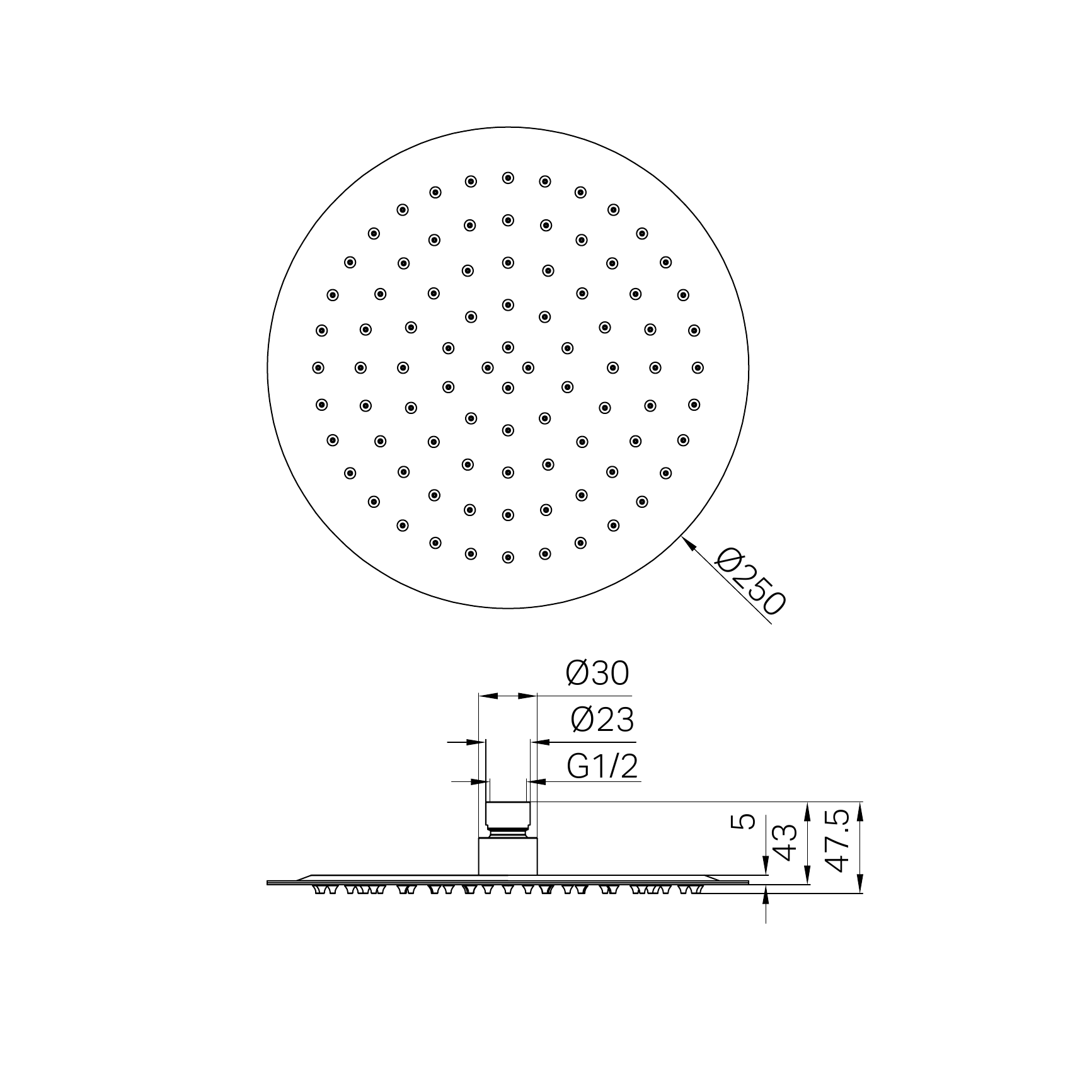 Nero 250mm Round Stainless Steel Shower Head Chrome