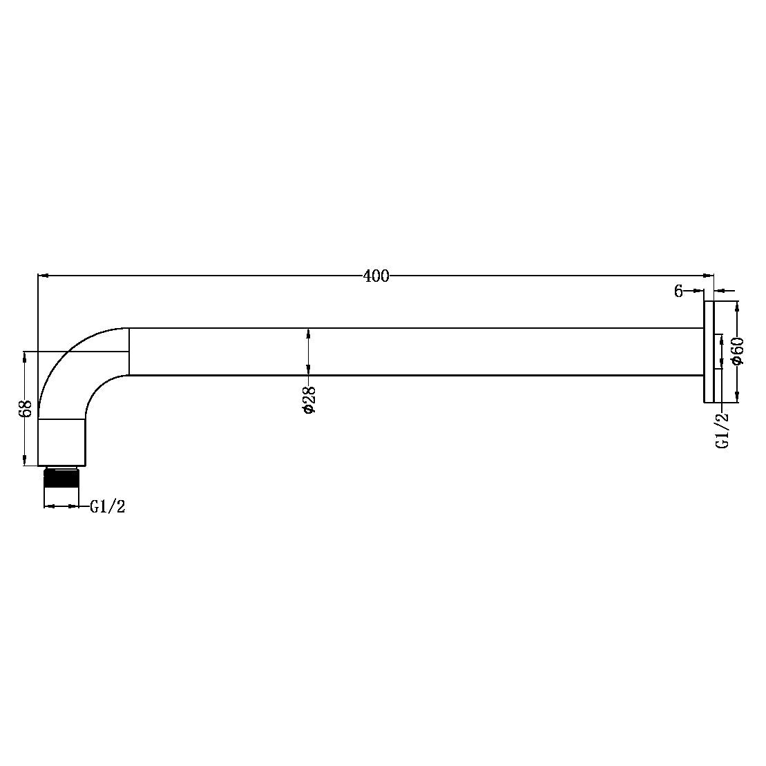 Nero Zen SS316L Round Shower Arm 400mm Brushed Bronze