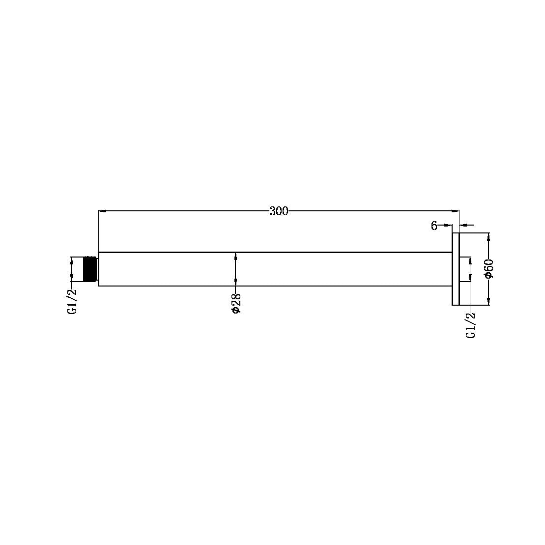 Nero Zen SS316L Round Ceiling Arm 300mm Brushed Bronze