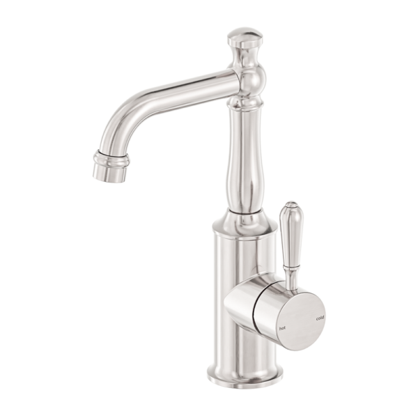 Nero York Basin Mixer with Metal Lever - Brushed Nickel