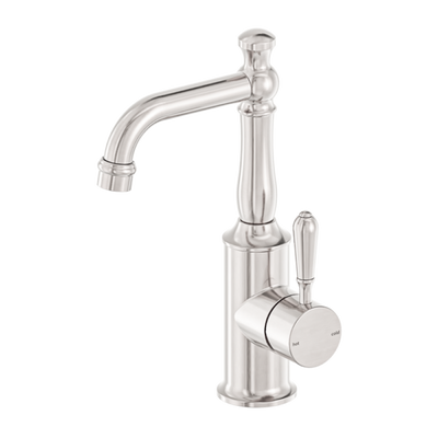 Nero York Basin Mixer with Metal Lever - Brushed Nickel